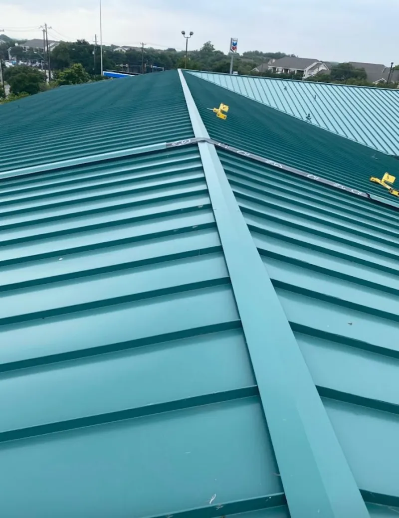 Green commercial metal roof ridge and valley for Metal Roof Repair in Tolleson